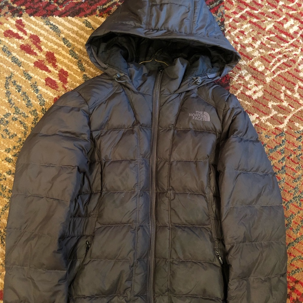 North Face Down filled dark grey puffer coat